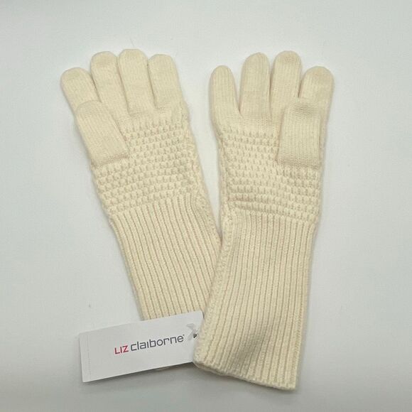 LIZ CLAIBORNE Knit Long Gloves Women’s OS Cream NWT Winter Christmas Warm Soft - Picture 3 of 11